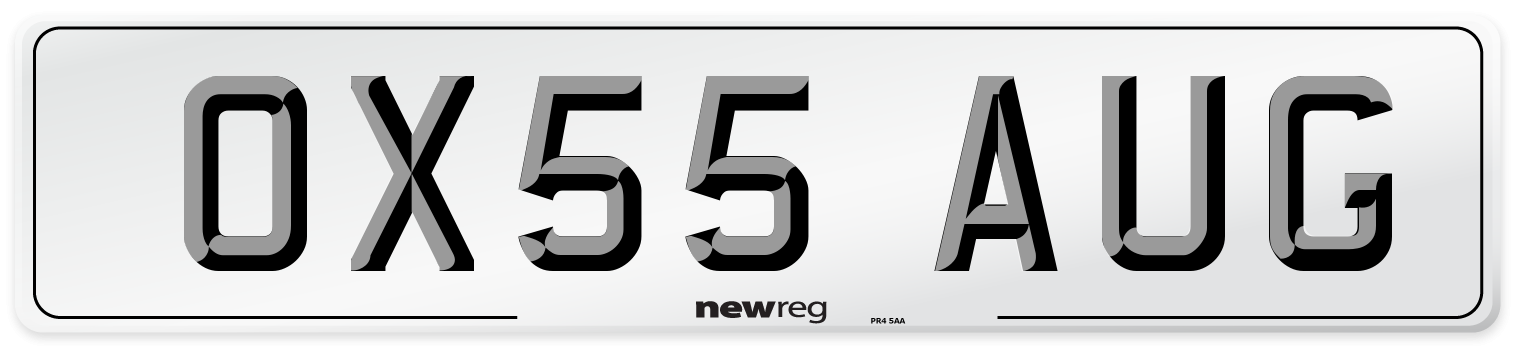 OX55 AUG Number Plate from New Reg